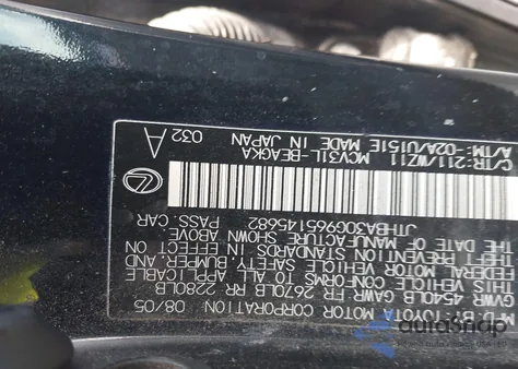 2006 Lexus Es 330 from USA, damaged, VIN JTHBA30G965145682